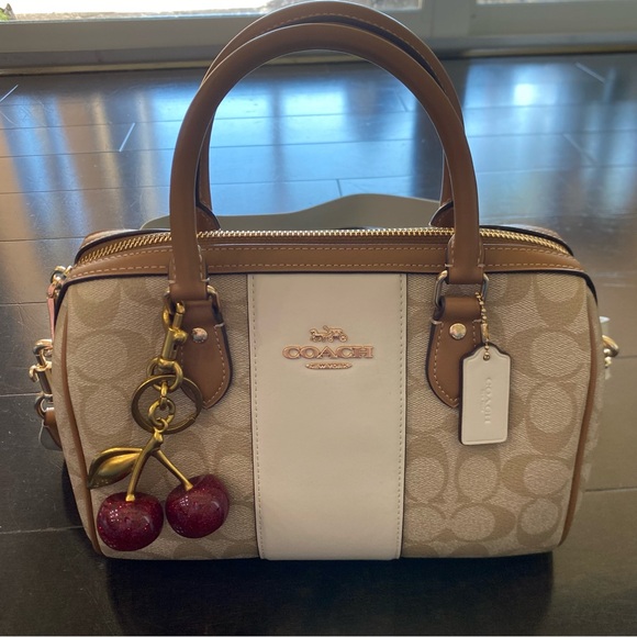 Coach Rowan Satchel in Signature Canvas with Stripe - Picture 3 of 13